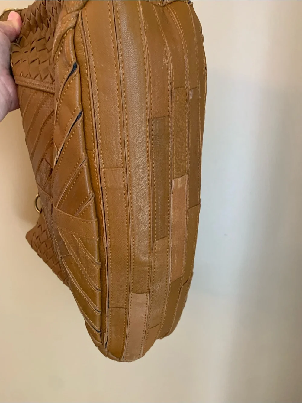 Amerileather  Leather Woven Shoulder Bag Purse Bag Boho, Missing Strap